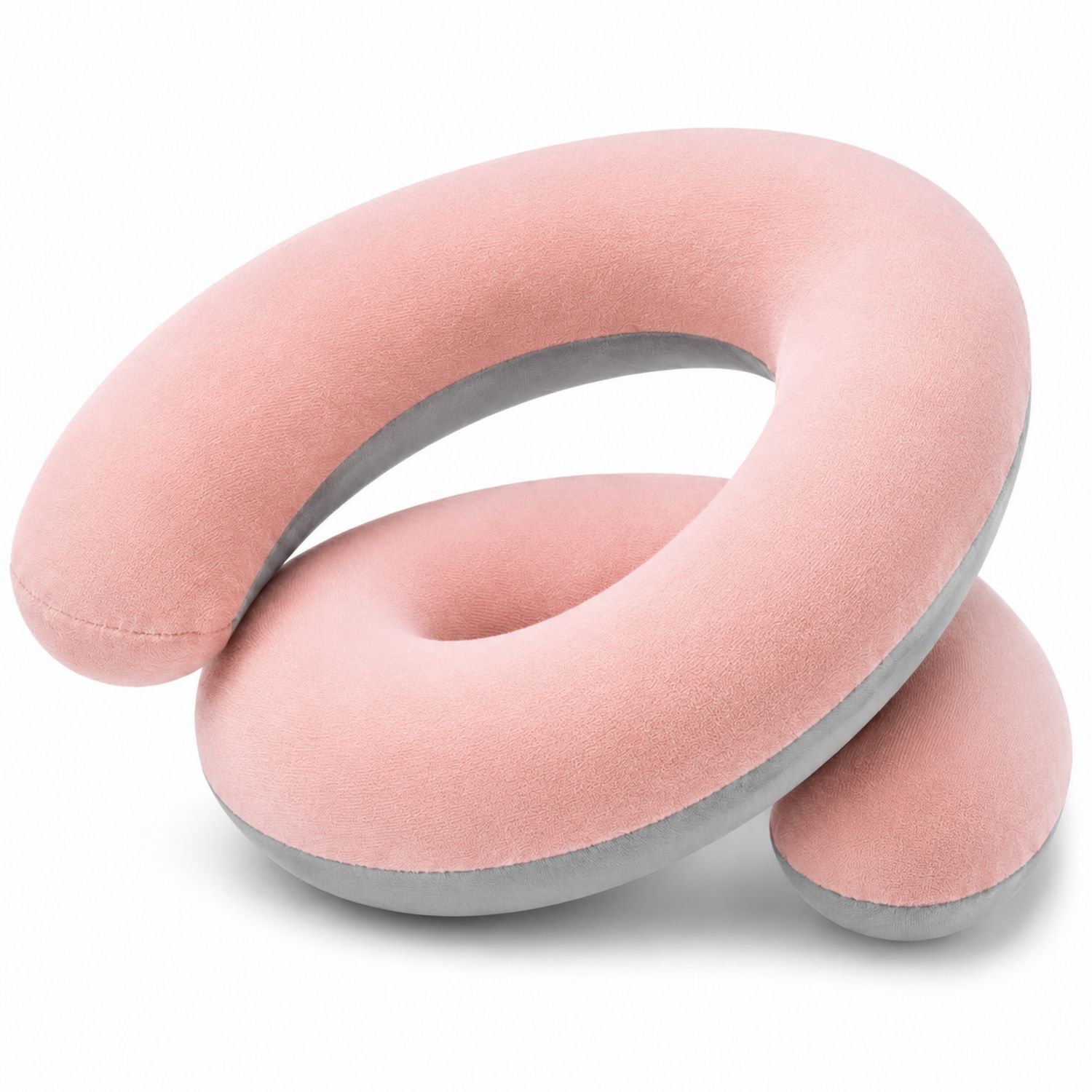 Cuscino Cervicale da Viaggio Rosa e Grigio
