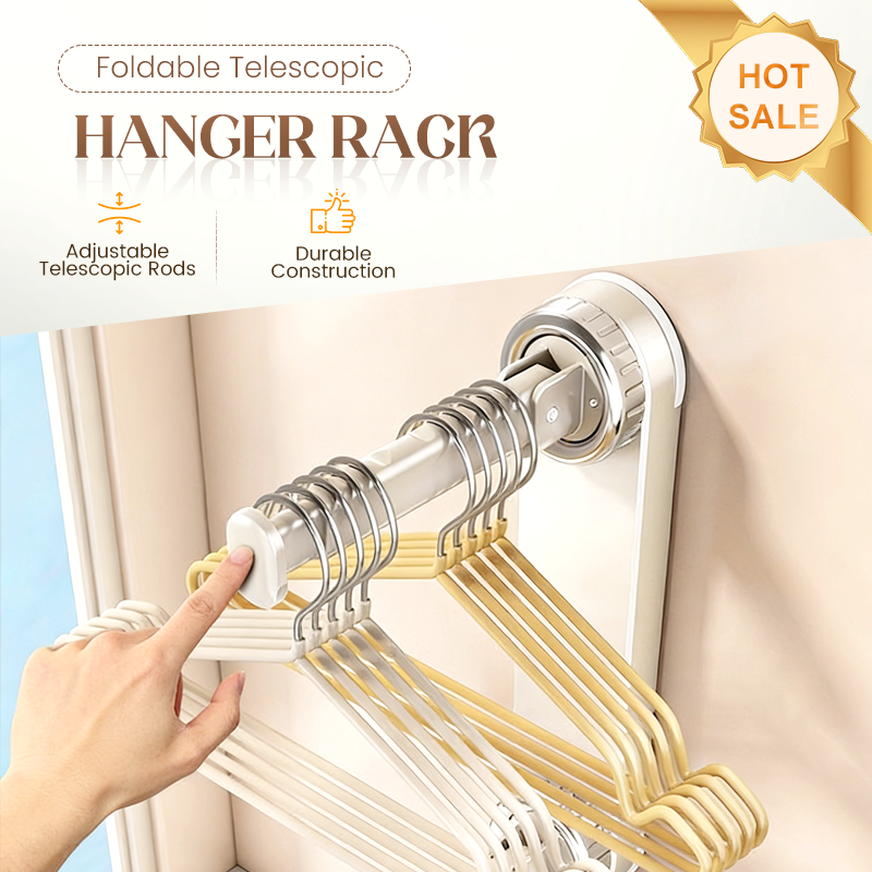 Foldable Telescopic Suction-Cup Hanger Rack