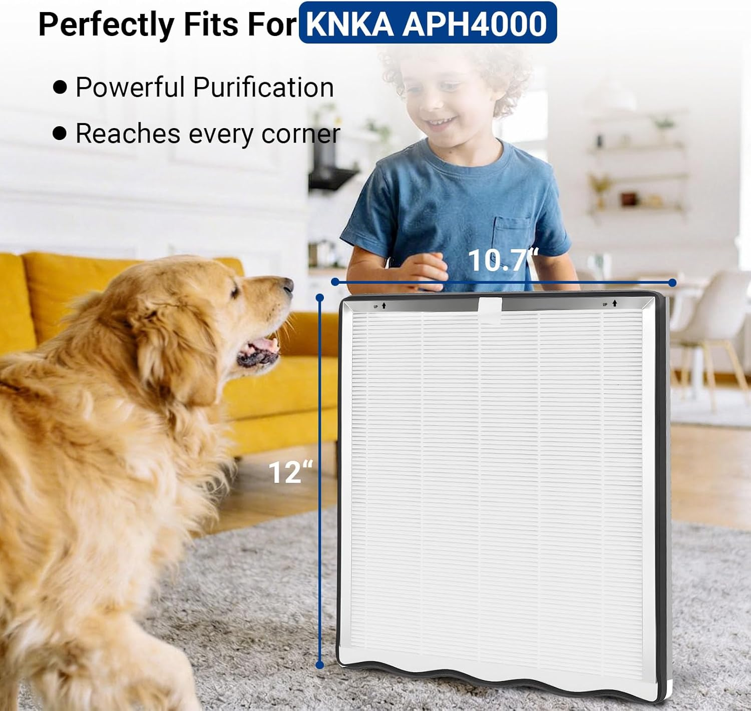 4 Pack APH4000 Filters Replacement Compatible with KNKA APH4000 Air Purifierb Replacement Activated Carbon Filter for Indoor Home