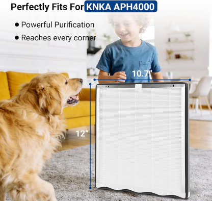 4 Pack APH4000 Filters Replacement Compatible with KNKA APH4000 Air Purifierb Replacement Activated Carbon Filter for Indoor Home