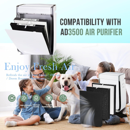 Filters Replacement Set for AD3500 Compatible with AD3500, 3500i Air Purifier Paper Frame Replacement Filter 4-Pack