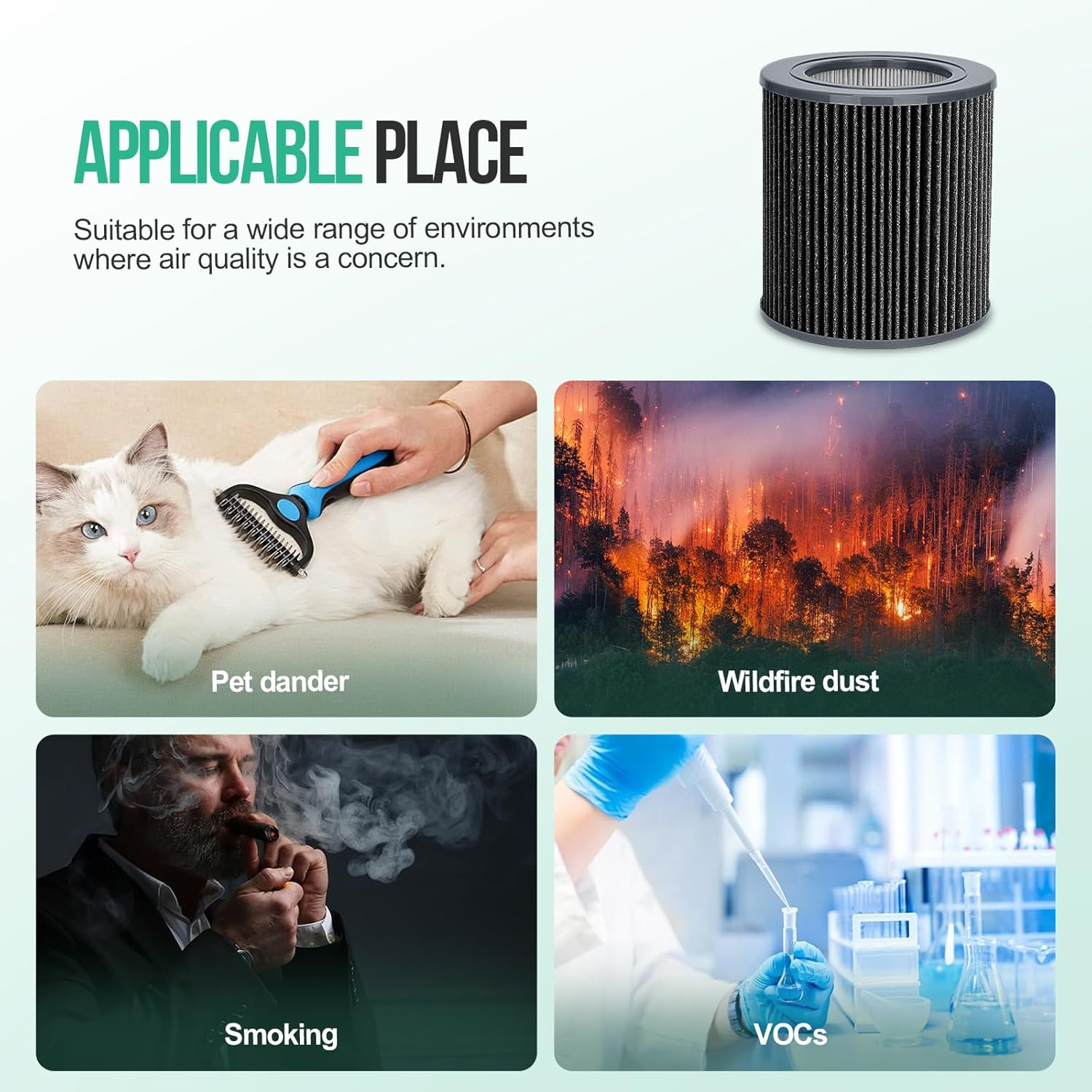 Air Mini Replacement Filter Compatible with Molekule Air Mini & Air Mini+ Air Purifiers, 3-in-1 High-Efficiency True HEPA Replacement Filter (Black, 1 Pack)