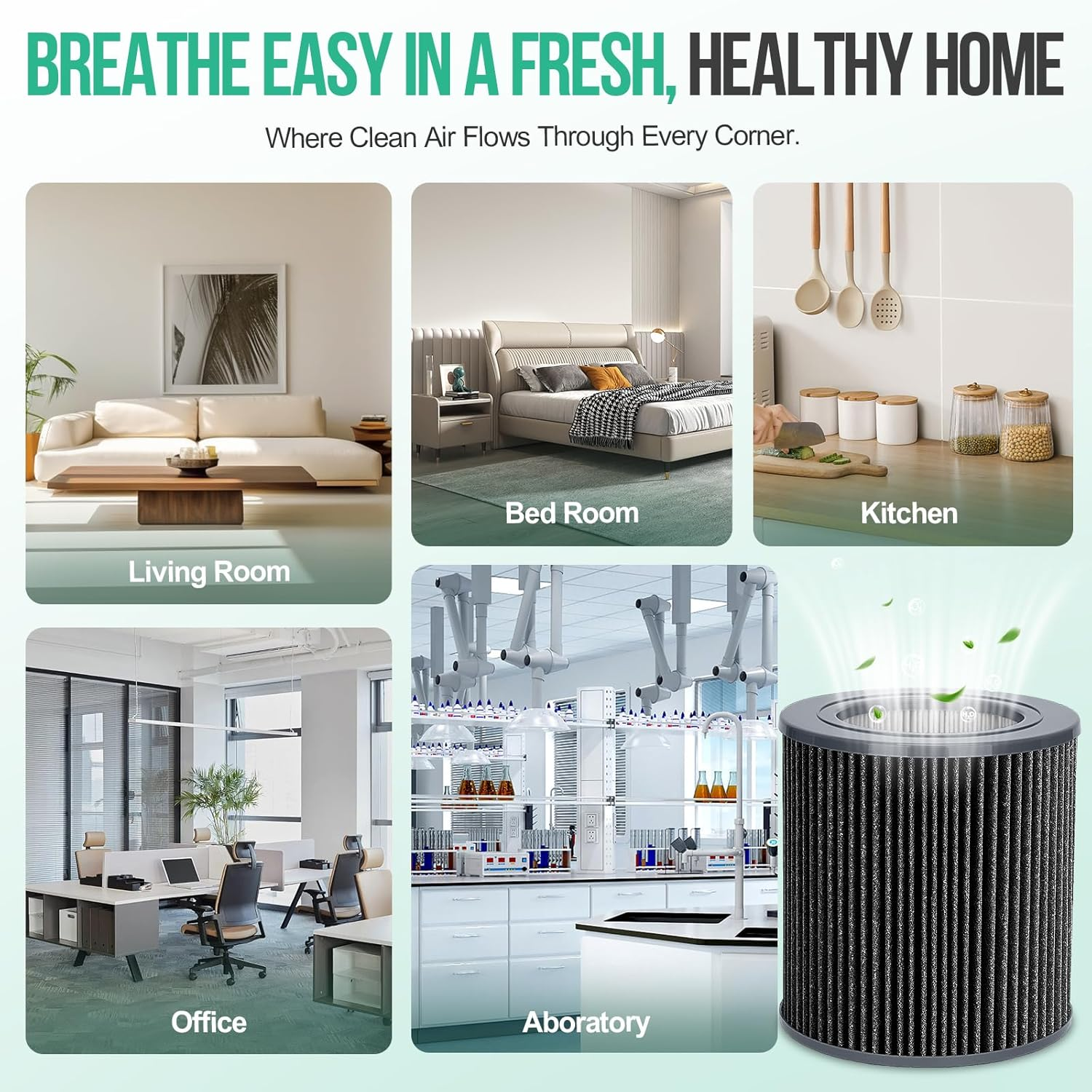 Air Mini Replacement Filter Compatible with Molekule Air Mini & Air Mini+ Air Purifiers, 3-in-1 High-Efficiency True HEPA Replacement Filter (Black, 1 Pack)
