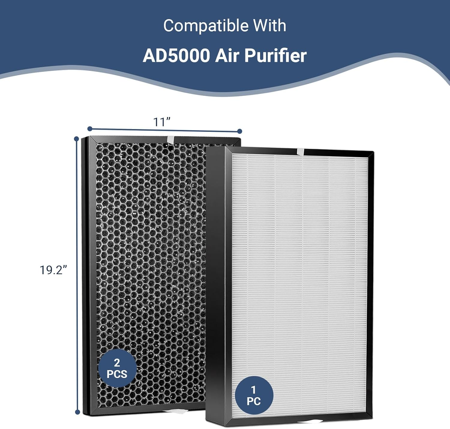 5000 Filter Replacement Set Compatible with AD5000 Air Purifier (1 Premiu Filter + 2 Carbon Filters) AD5000 Replacement Filters