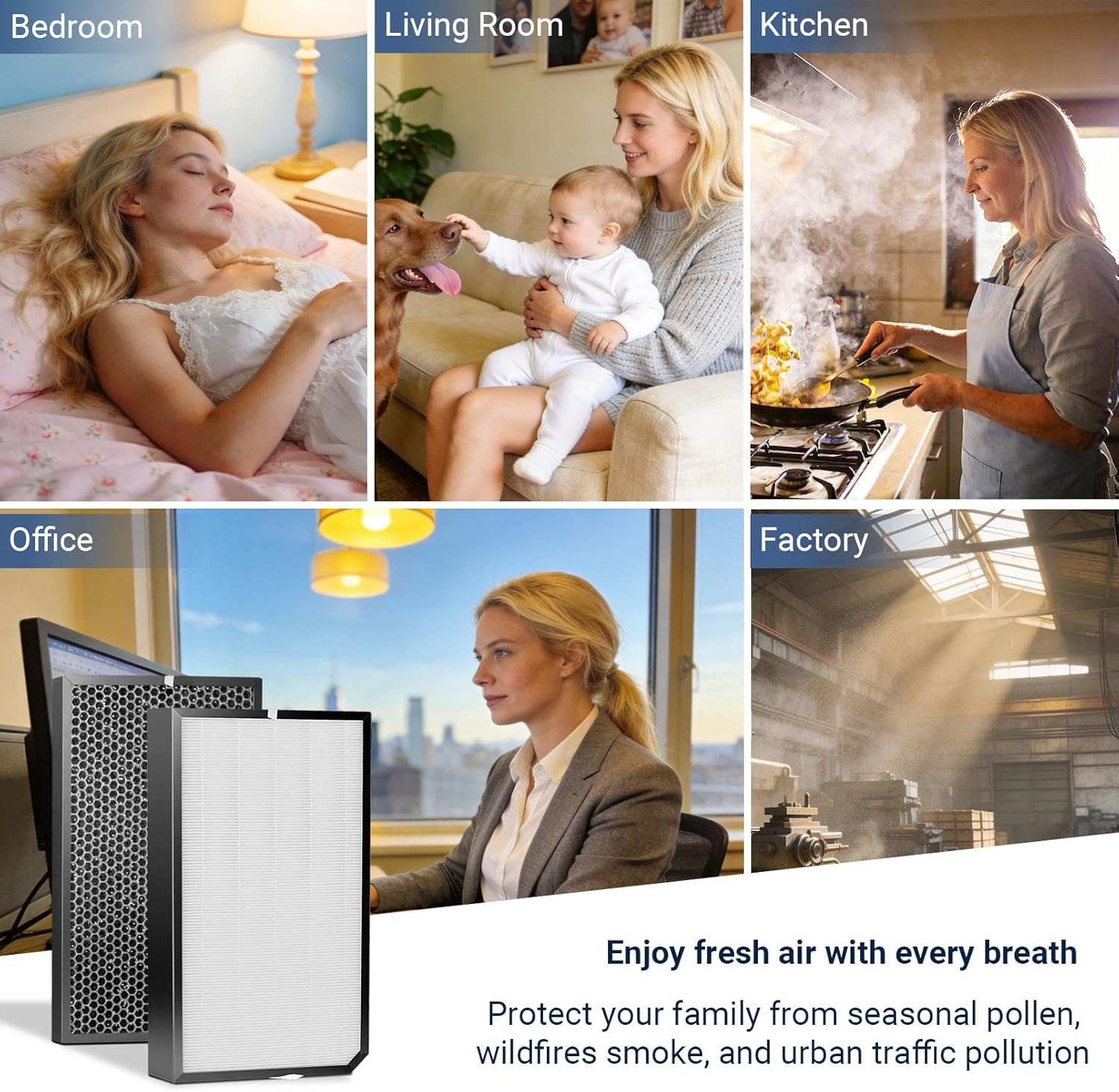 AD5500 Filter Replacement Set Compatible with AD5500 5000Air Purifier (2 Premiu Filters + 4 Carbon Filters) 6-Pack AD5000 Replacement Filters