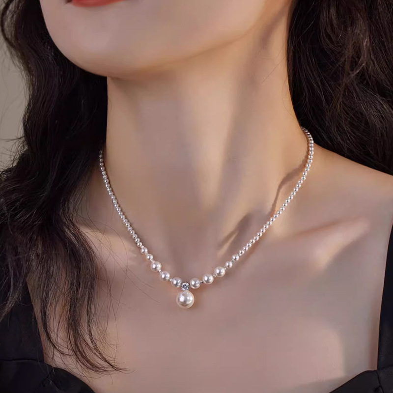 ✨ Genuine Japanese Akoya Pearl Necklace with Diamond Accent