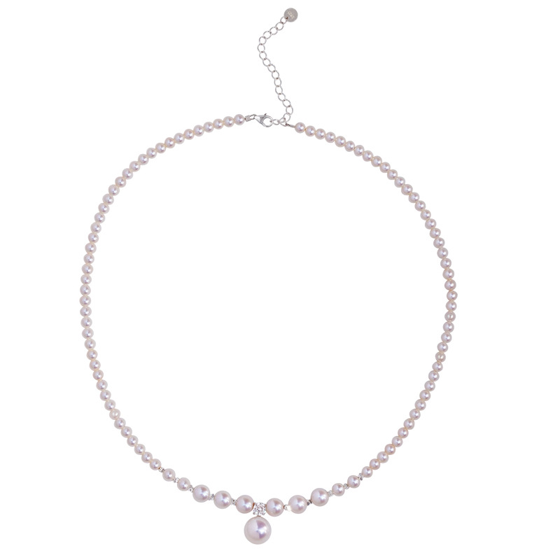✨ Genuine Japanese Akoya Pearl Necklace with Diamond Accent