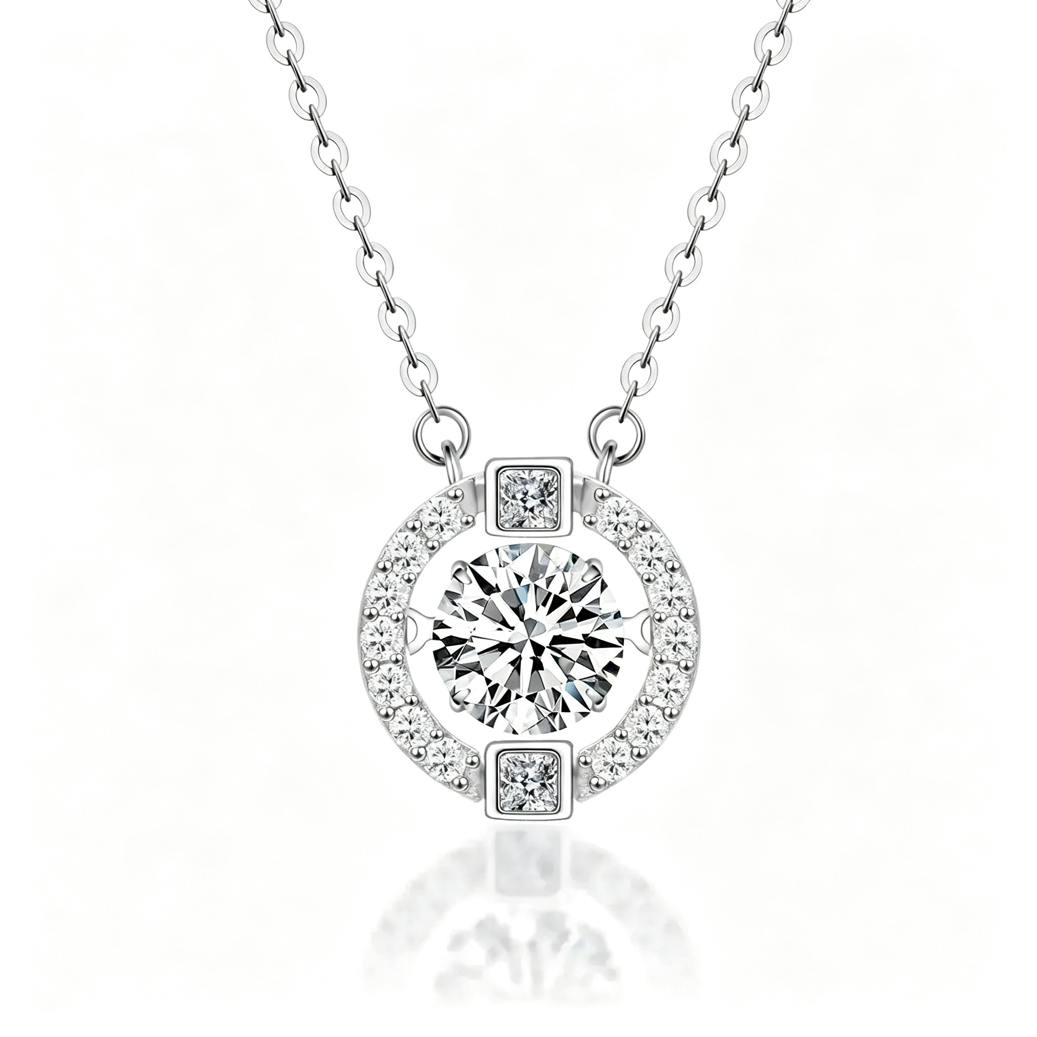 💎✨ A Gift That Sparkles Forever – Halo Moissanite Necklace
