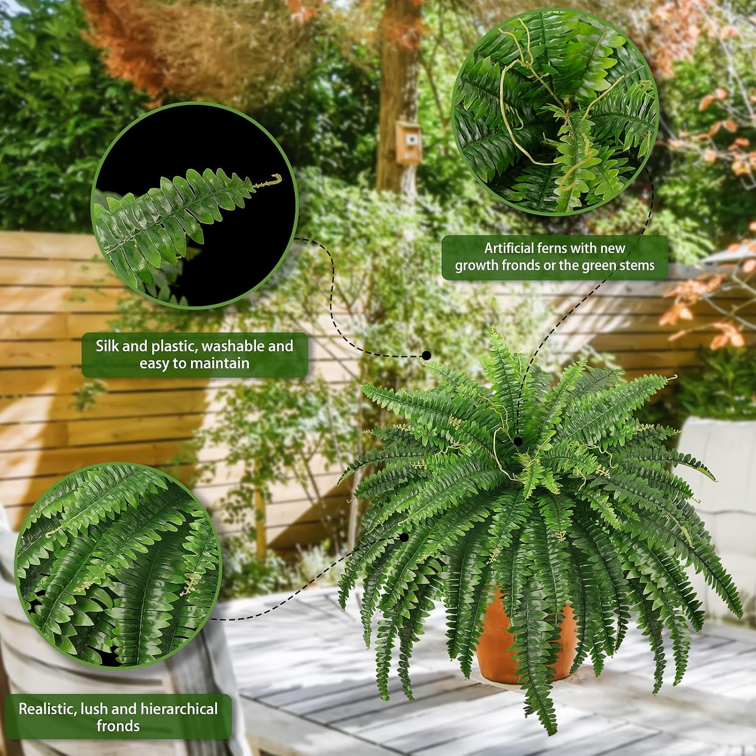 🔥$9.98 On Sale Today Only 🌿 UV Resistant Lifelike Artificial Boston Fern