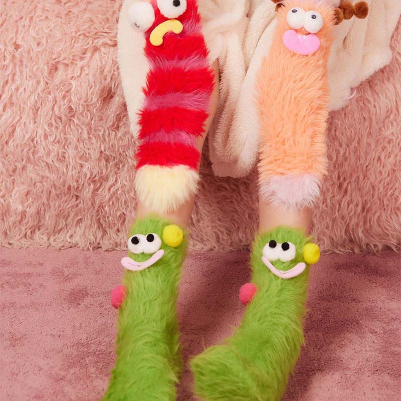 Coral Velvet Three-dimensional Quirky Socks