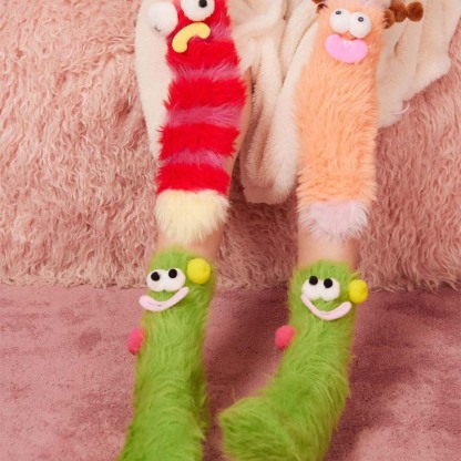 Coral Velvet Three-dimensional Quirky Socks