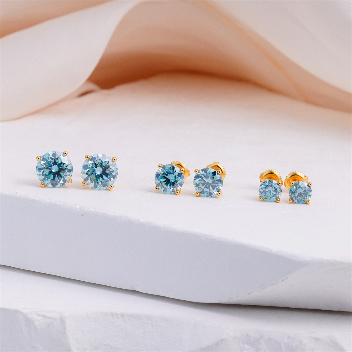Solitaire Four Prong Earrings Butterfly/Screw Back Stud D-Color Moissanite & S925