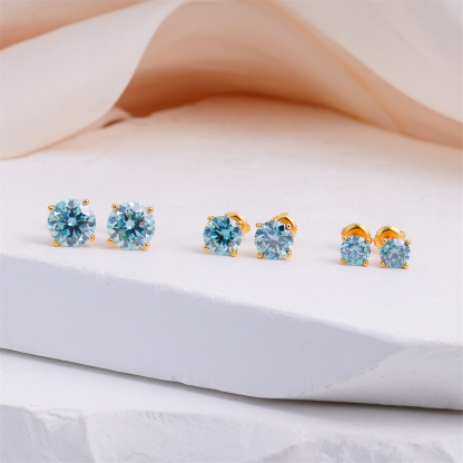 Solitaire Four Prong Earrings Butterfly/Screw Back Stud D-Color Moissanite & S925