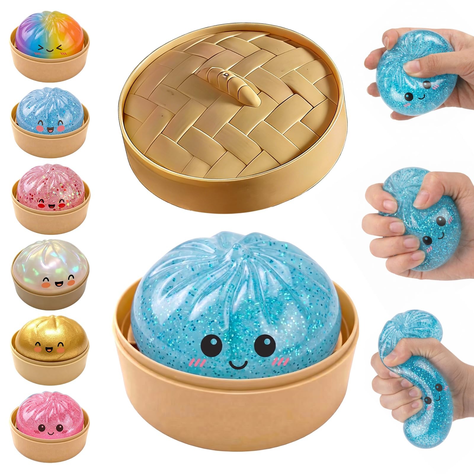 🔥 Glitter Dumpling Squishy – Cute Stress Relief Desk Toy