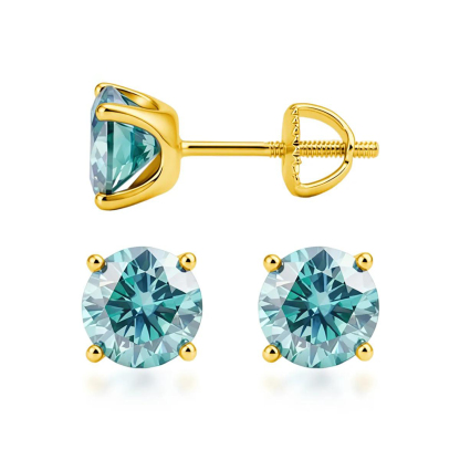 Solitaire Four Prong Earrings Butterfly/Screw Back Stud D-Color Moissanite & S925