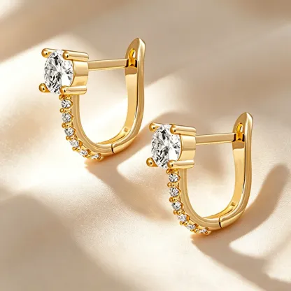 💎4-Prong Round Drop Huggie Earrings