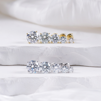 Solitaire Four Prong Earrings Butterfly/Screw Back Stud D-Color Moissanite & S925