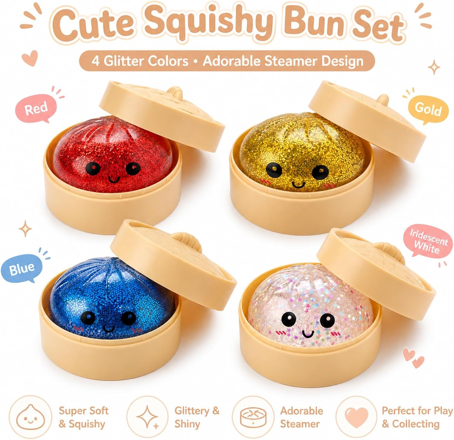 🔥 Glitter Dumpling Squishy – Cute Stress Relief Desk Toy