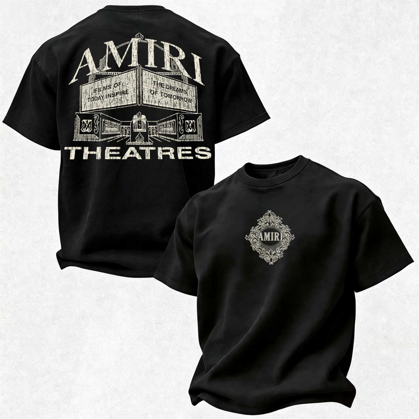 Gothic Line Art Monogram Printed Oversized Unisex T-shirt