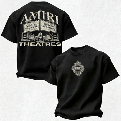 Gothic Line Art Monogram Printed Oversized Unisex T-shirt
