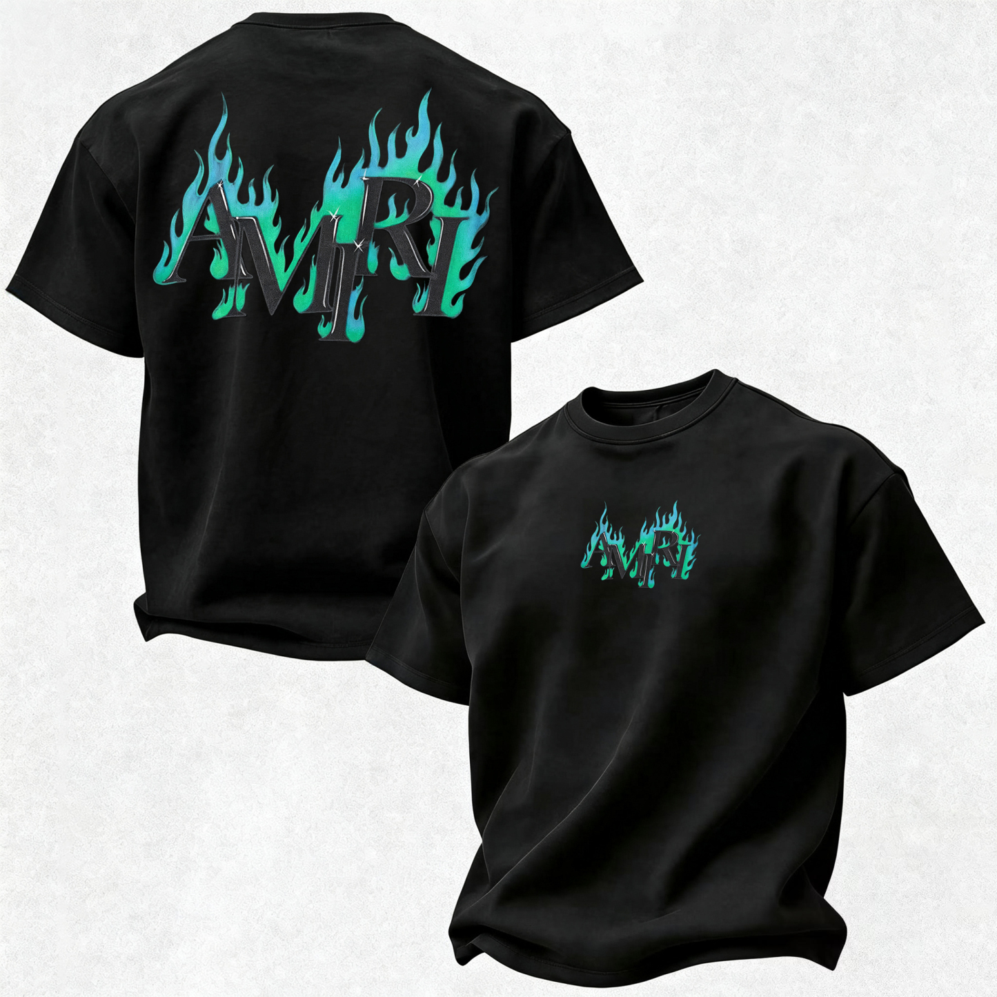 Gothic Line Art Monogram Printed Oversized Unisex T-shirt