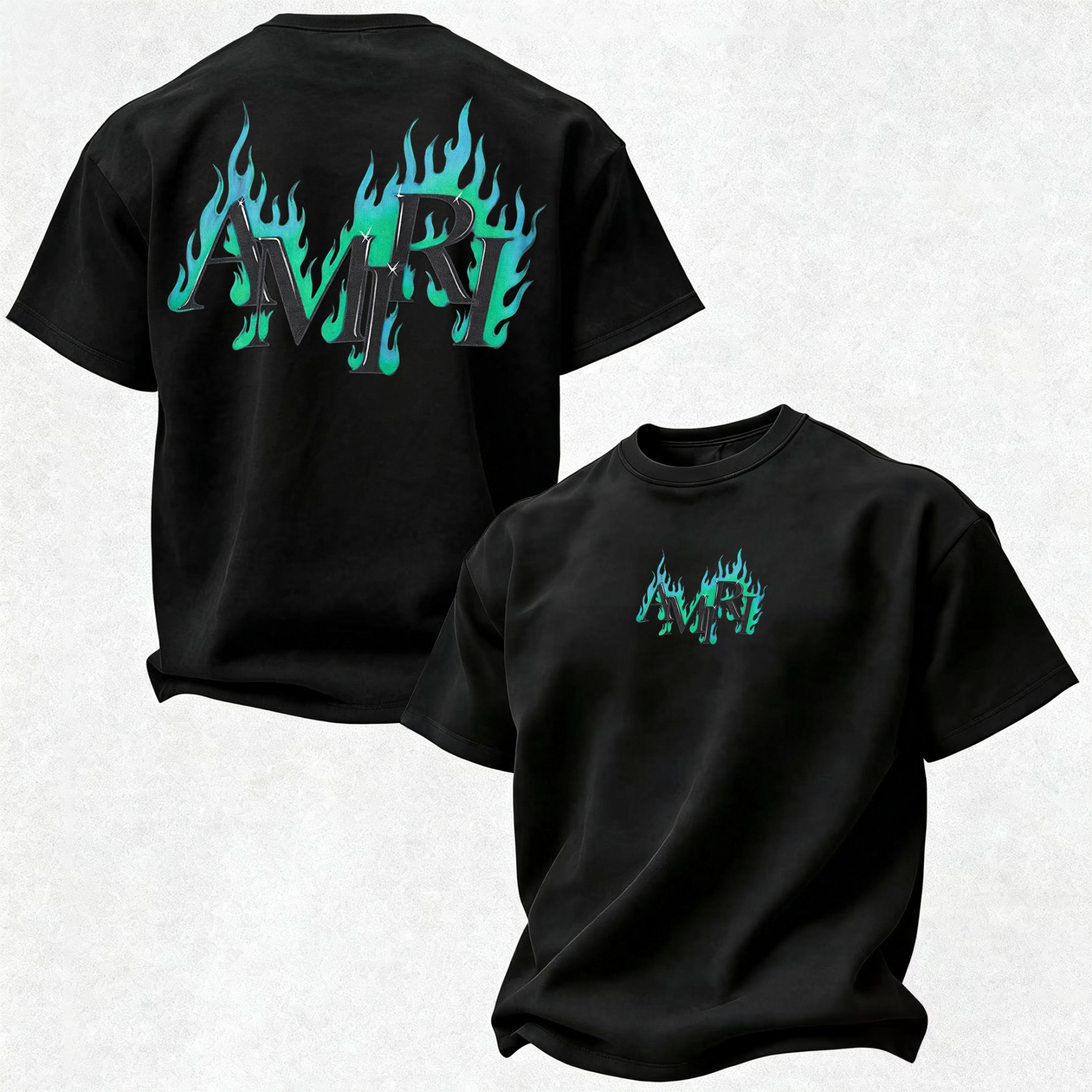 Gothic Line Art Monogram Printed Oversized Unisex T-shirt