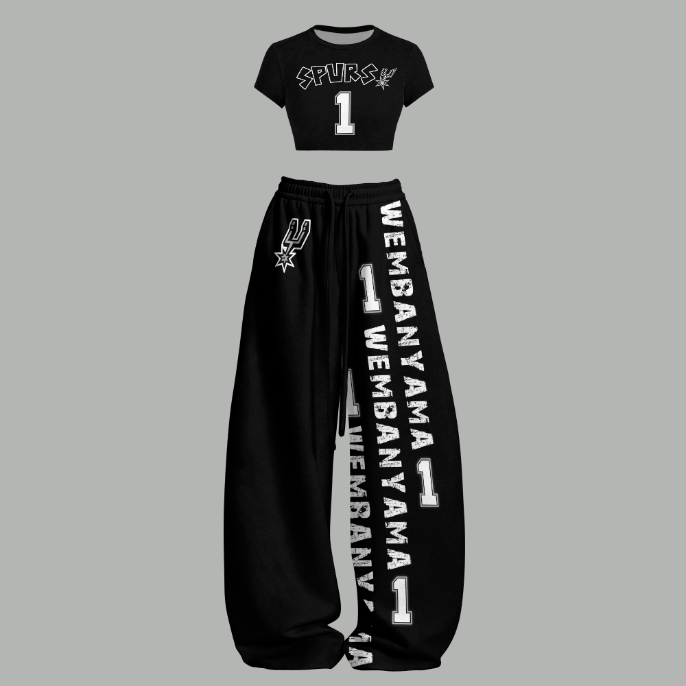 San Antonio Spurs Women T-Shirt  & Elasticated Trousers Two-Piece Set