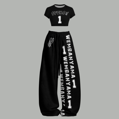 San Antonio Spurs Women T-Shirt  & Elasticated Trousers Two-Piece Set