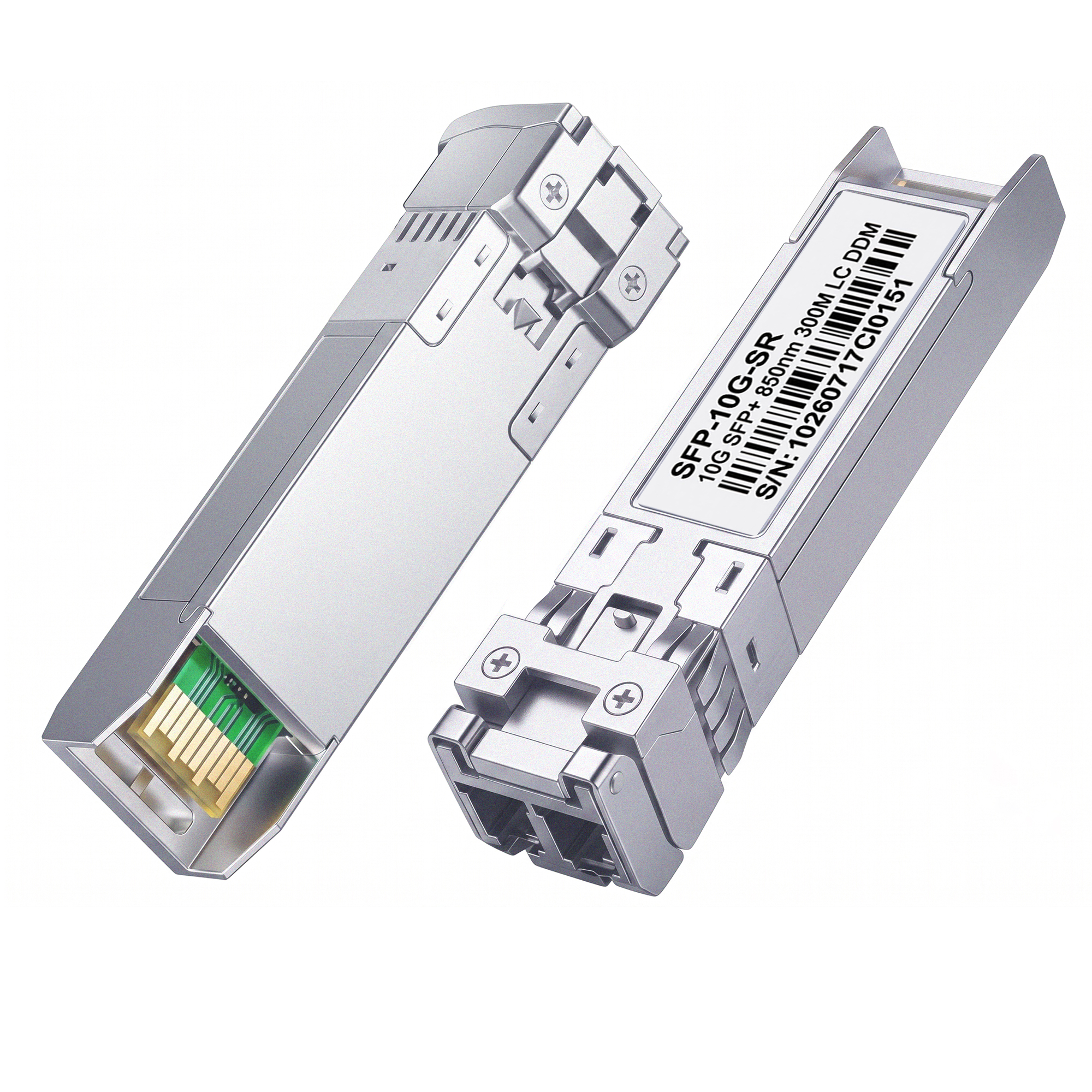 10GBASE-SR SFP+ Transceiver, 10G 850nm MMF Duplex LC Optical Module, up to 300m, DDM, Compatible with Cisco SFP-10G-SR