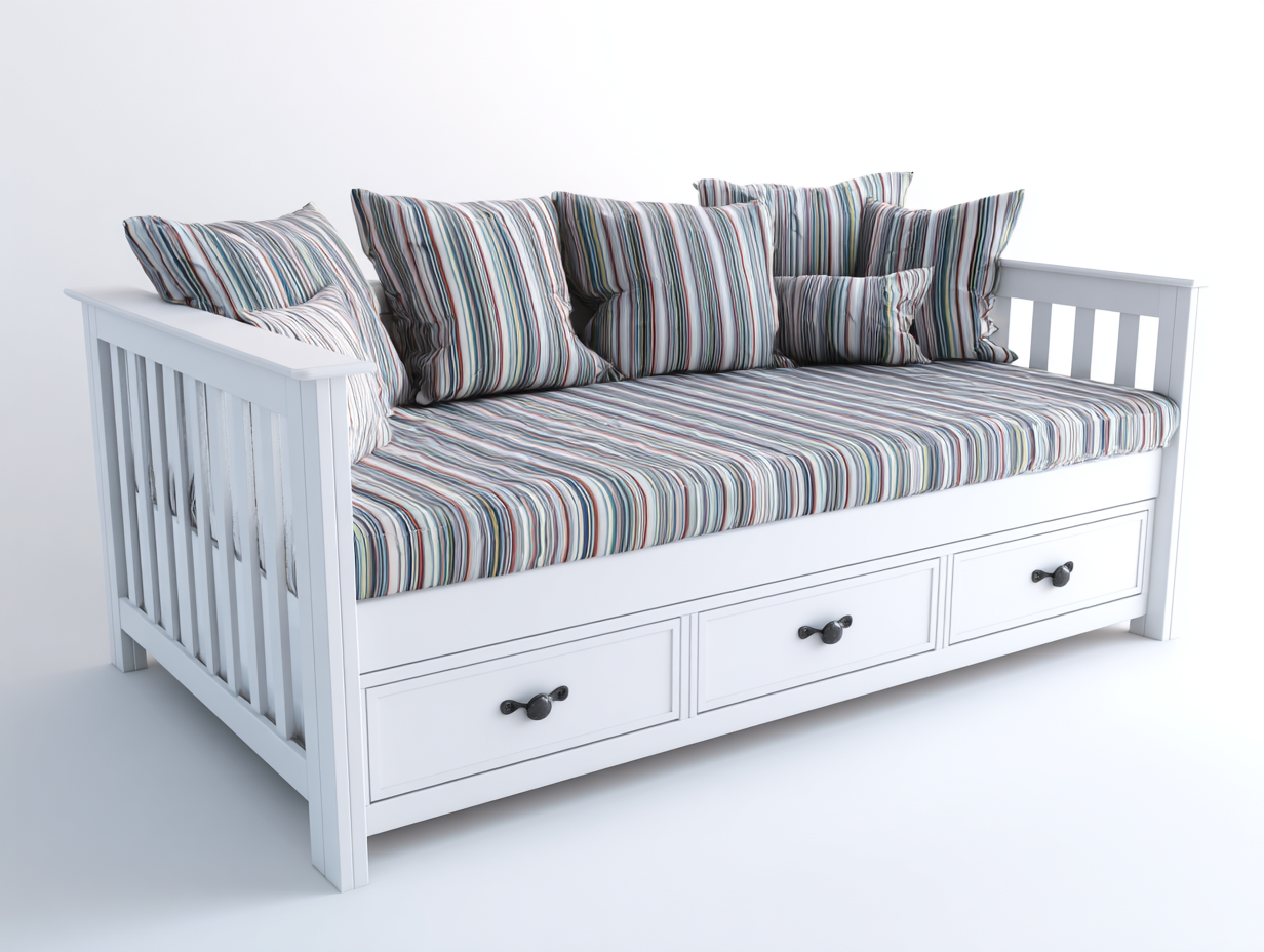 Sofás cama de madera color blanco 200x90x88 cm para dormitorio y salón con 3 cajones - diseño clásico-Nasaohome