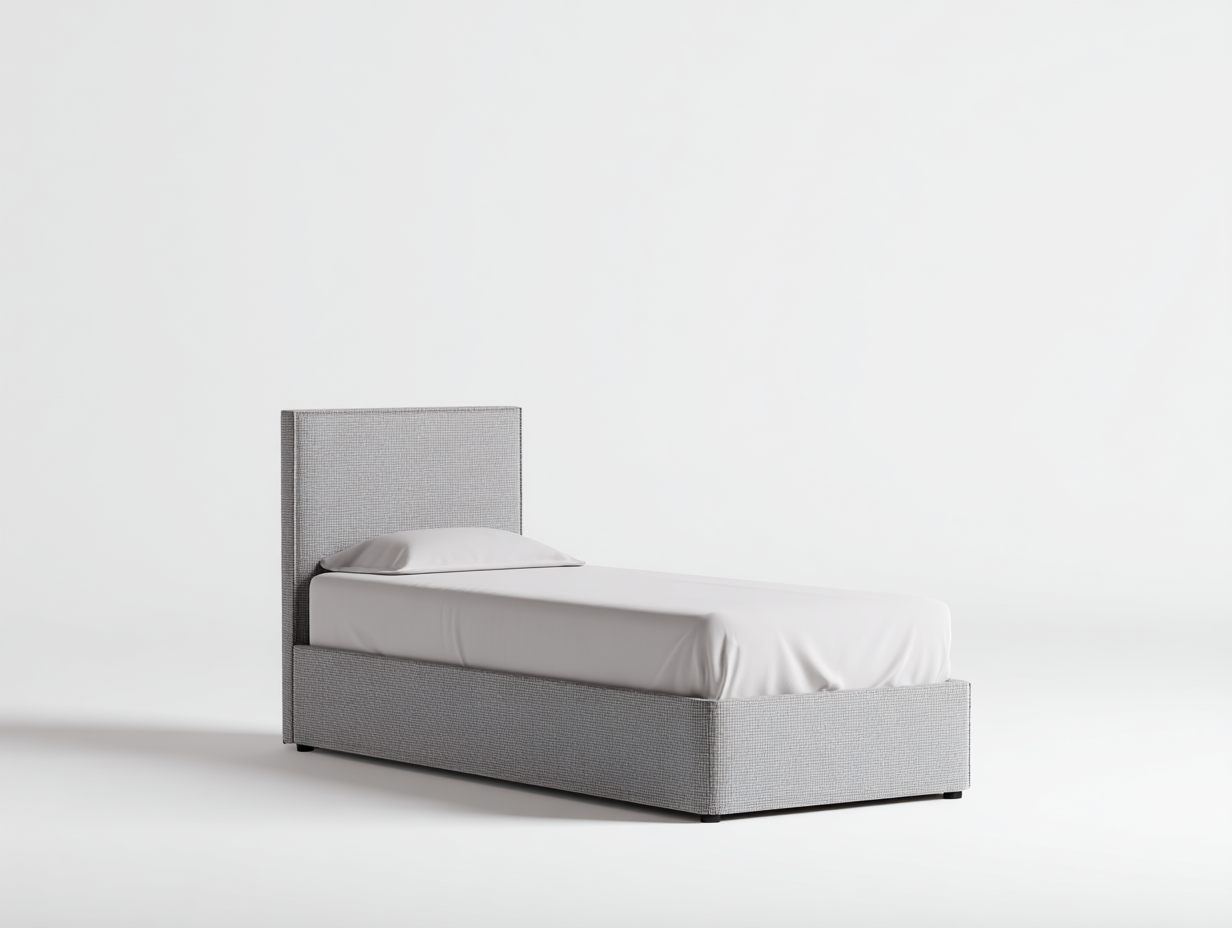Camas individuales tapizadas en tela color gris claro 200x100x105 cm para dormitorio - diseño moderno-Nasaohome