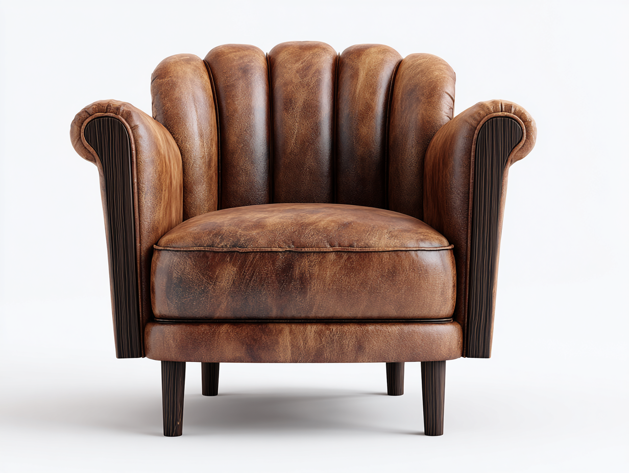 Sillón de piel con estructura de madera 88x82x90 cm - marrón envejecido-negro - para salón - estilo clásico-Nasaohome