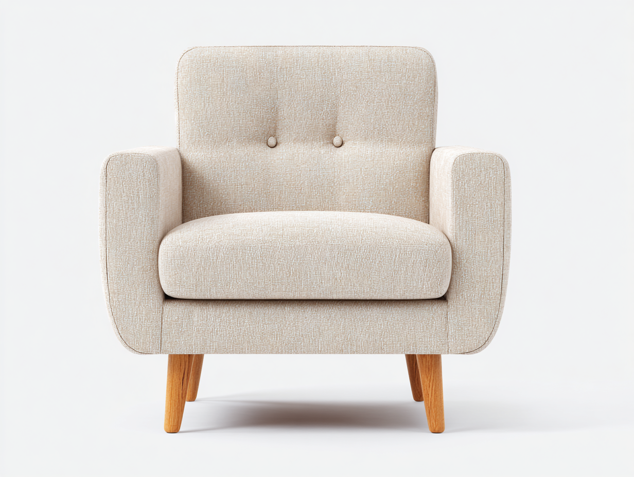 Sillón de tela con patas de madera 82x78x88 cm - beige-roble claro - para salón - estilo moderno-Nasaohome