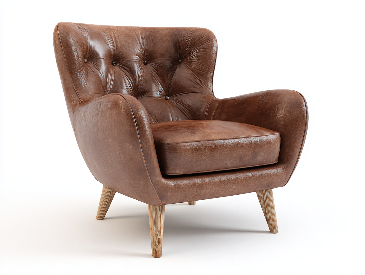 Sillón de piel piel sintética 85x82x95 cm marrón estilo retro-Nasaohome