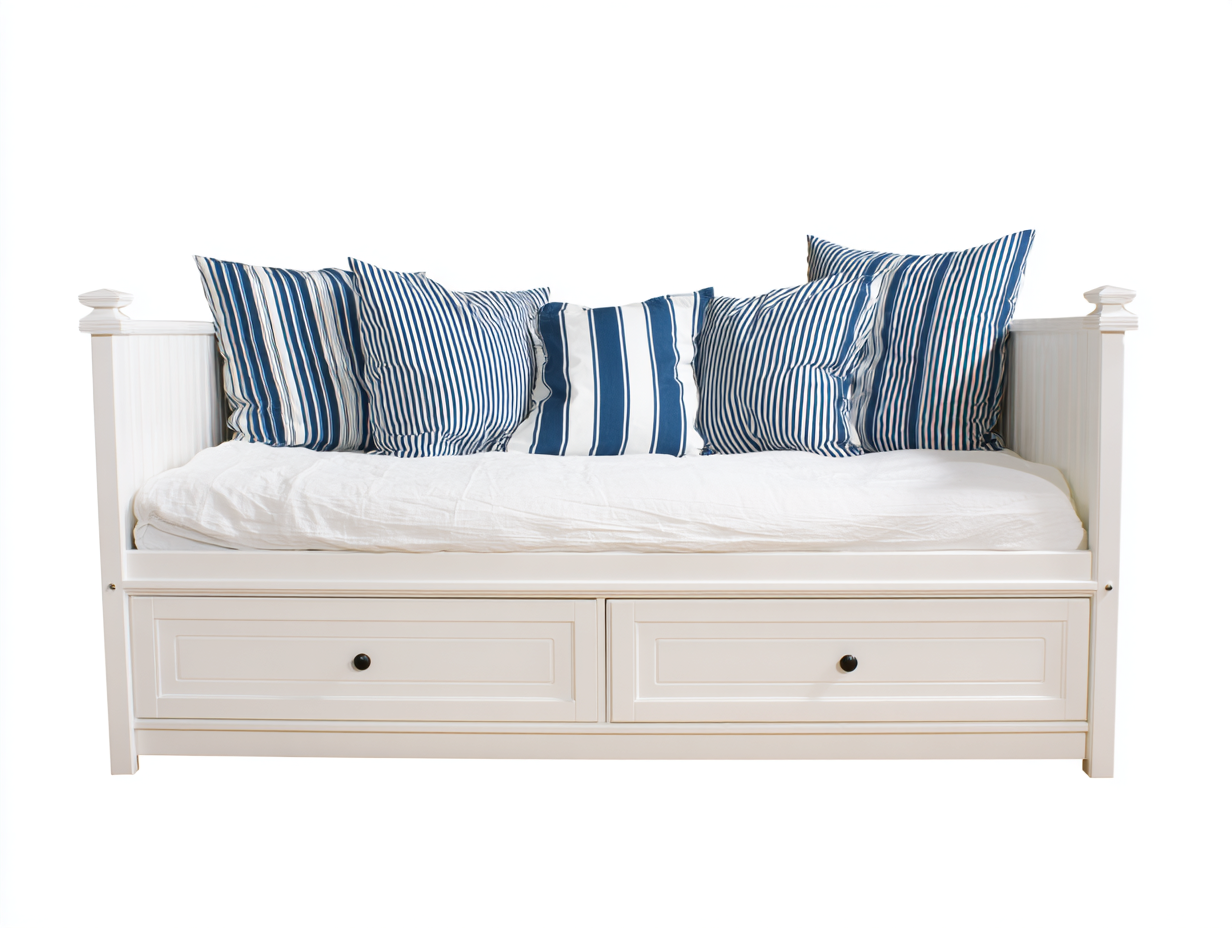 Sofás cama - madera maciza con 2 cajones 205x92x88 cm - blanco - estilo clásico funcional-Nasaohome