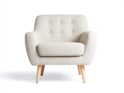 Sillón de tela 80x78x86 cm - asiento acolchado con patas de madera - beige - estilo nórdico-Nasaohome
