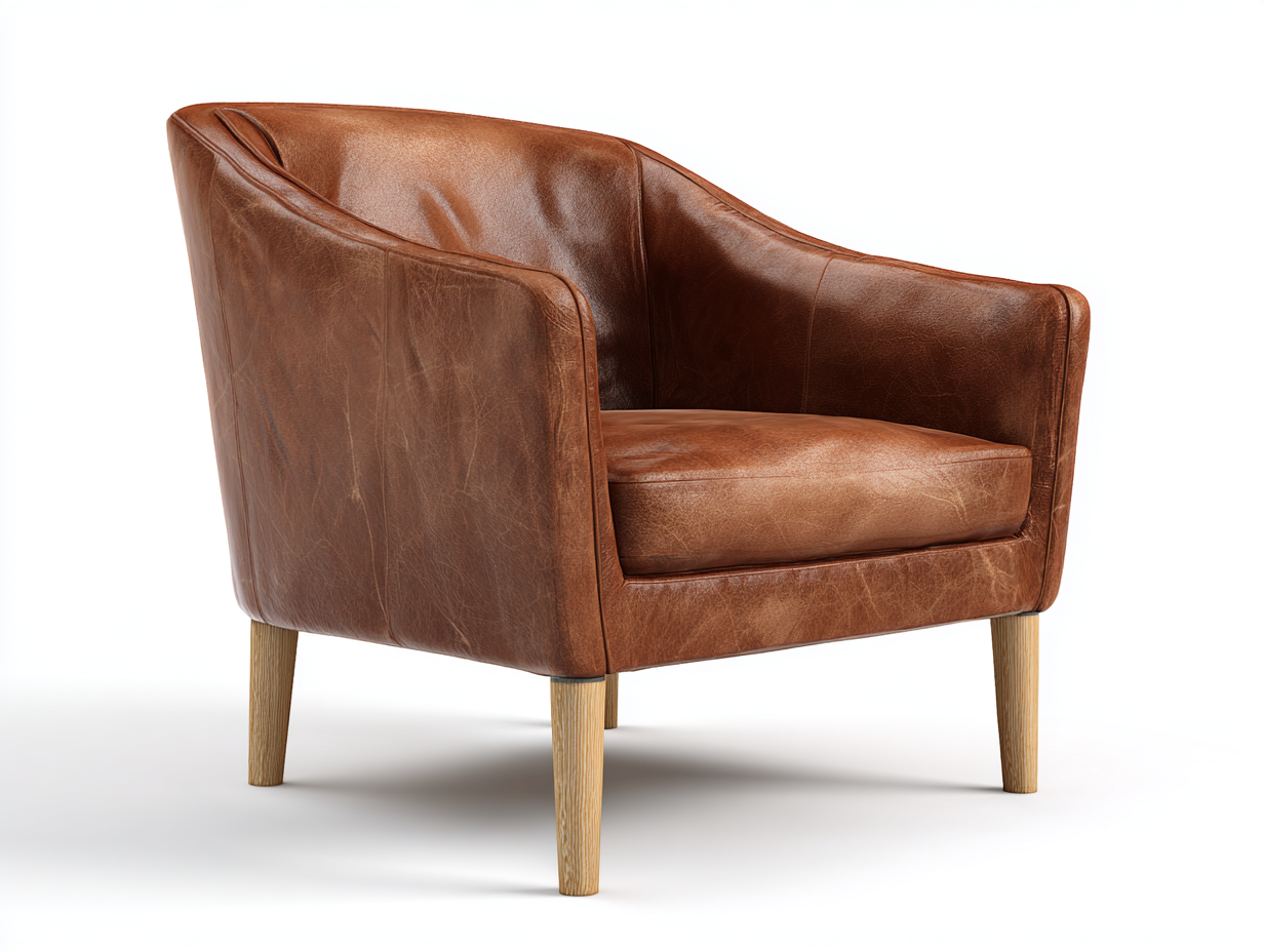 Sillón de piel sintética 82x78x84 cm - asiento envolvente con patas de madera - marrón - estilo vintage-Nasaohome