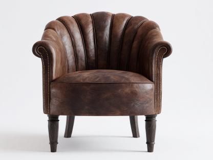 Sillón de piel de cuero sintético marrón oscuro 78x75x85 cm para salón - diseño clásico-Nasaohome
