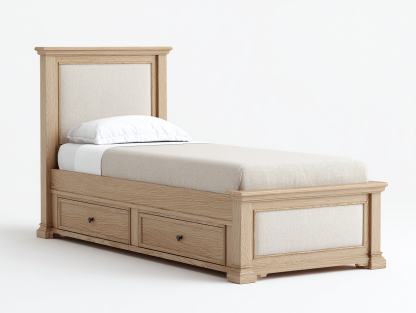 Camas individuales madera maciza 200x90x100 cm natural beige con cajones diseño moderno-Nasaohome