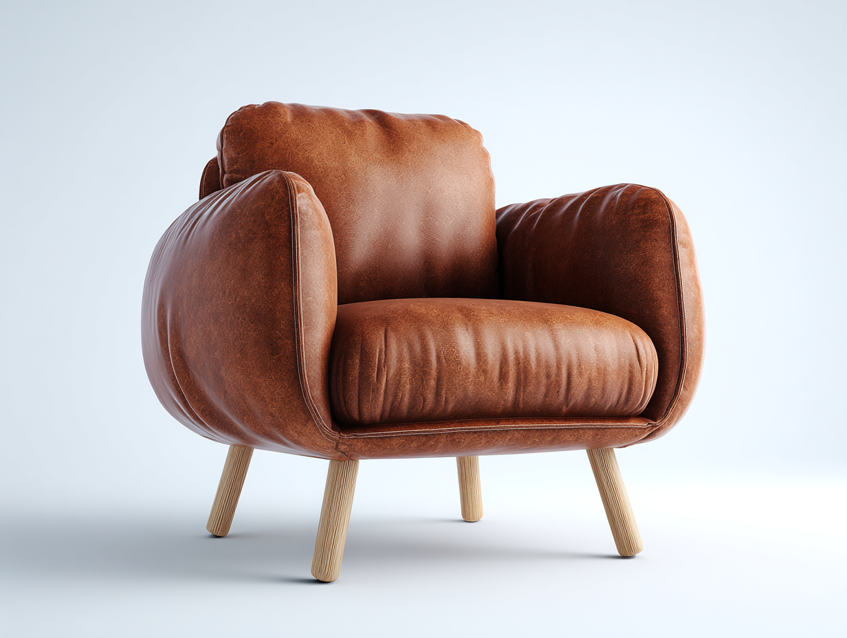 Sillón de piel de cuero sintético marrón 82x78x76 cm para salón - diseño moderno-Nasaohome