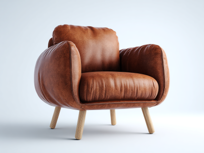 Sillón de piel de cuero sintético marrón 82x78x76 cm para salón - diseño moderno-Nasaohome