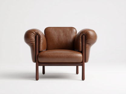 Sillón de piel piel sintética 82x78x76 cm marrón diseño moderno-Nasaohome