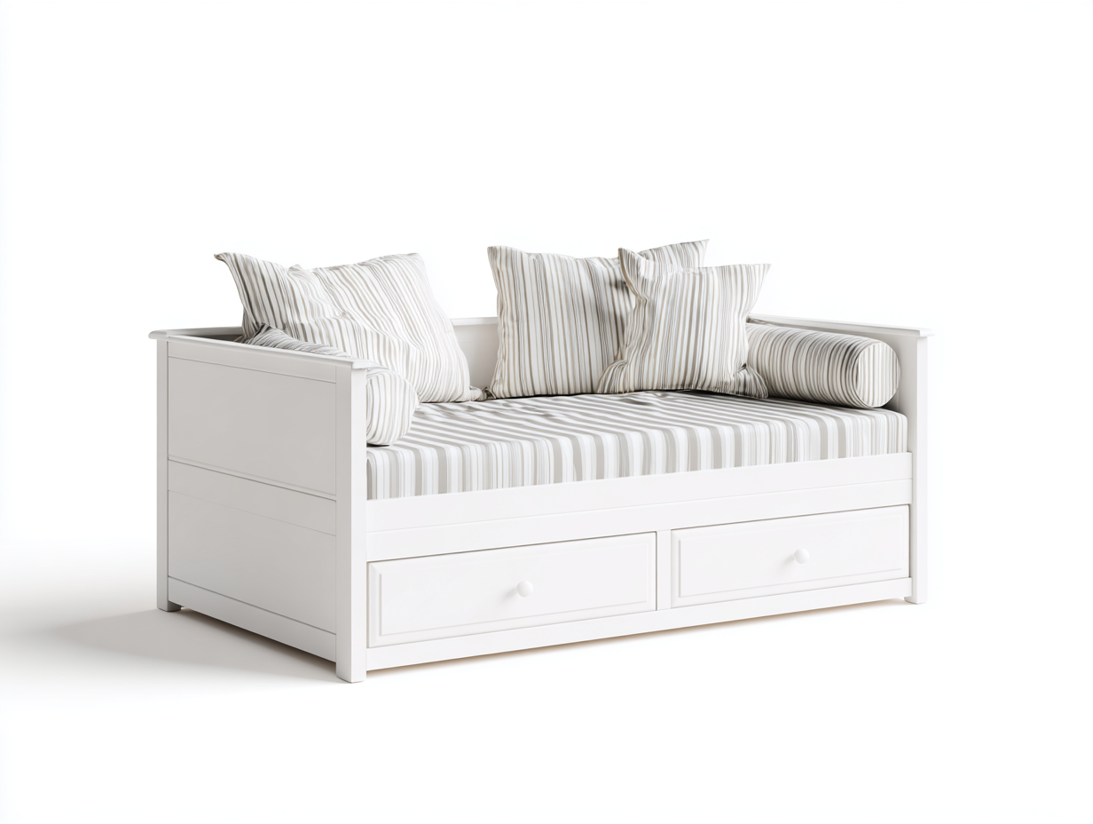 Sofás cama de madera con cajones 203x92x86 cm - blanco - para dormitorio y zona de descanso - estilo clásico-Nasaohome