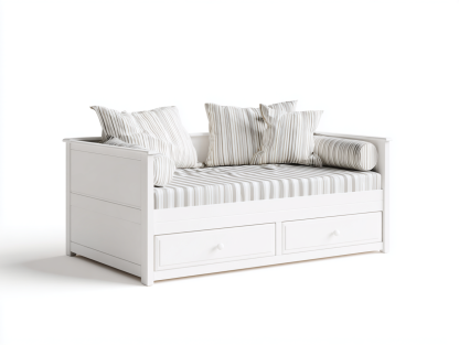 Sofás cama de madera con cajones 203x92x86 cm - blanco - para dormitorio y zona de descanso - estilo clásico-Nasaohome