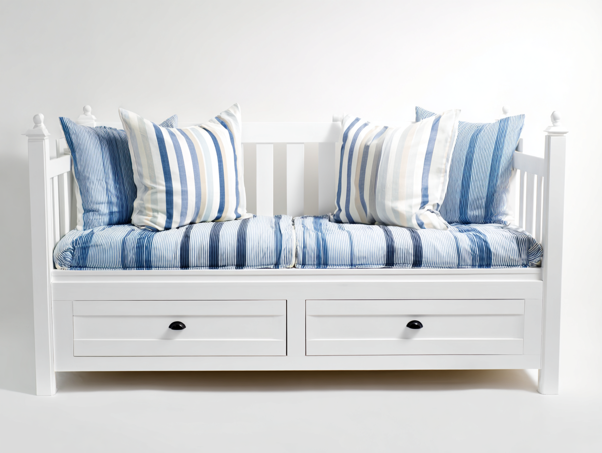 Sofás cama de madera con cajones 205x92x98 cm - blanco - para dormitorio y zona de descanso - estilo clásico-Nasaohome