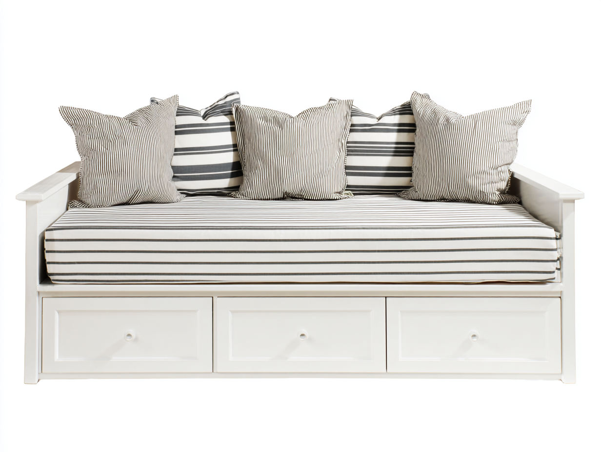 Sofás cama madera maciza 200x90x85 cm blanco gris con 3 cajones diseño funcional-Nasaohome