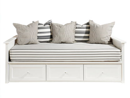 Sofás cama madera maciza 200x90x85 cm blanco gris con 3 cajones diseño funcional-Nasaohome