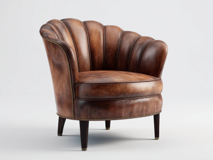 Sillón de piel - cuero sintético con patas de madera 82x78x88 cm - marrón oscuro - estilo clásico elegante-Nasaohome