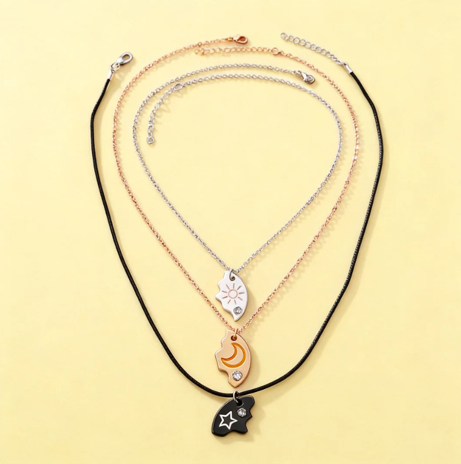 Magnetic Rhinestone Star, Moon & Sun Necklaces (3pc) – Connect as One