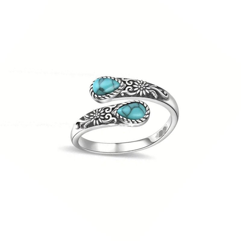 Women's Sterling Silver Moonstone Flower Ring, Adjustable Vintage Spoon Ring Jewelry, Gifts for Mom, Wife, Sister, Her